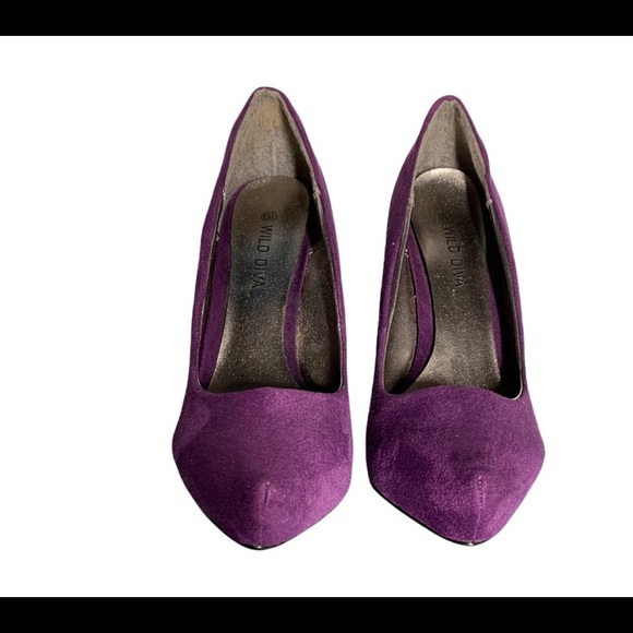 Wild Diva purple pointed toe stiletto heel shoes - Picture 4 of 12
